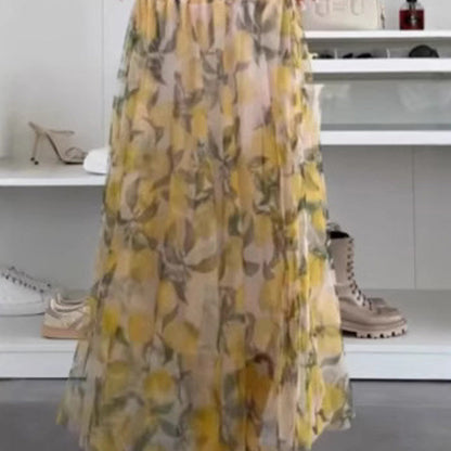 Gonna di tulle stampata casual da donna