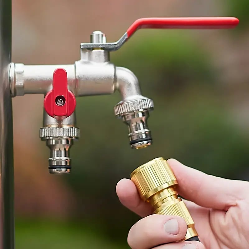 💥 -50% AKTION 🔥 Doppel-Auslauf Wasserhahn für den Garten 🚰 aus Edelstahl – langlebig, stabil & praktisch regelbar