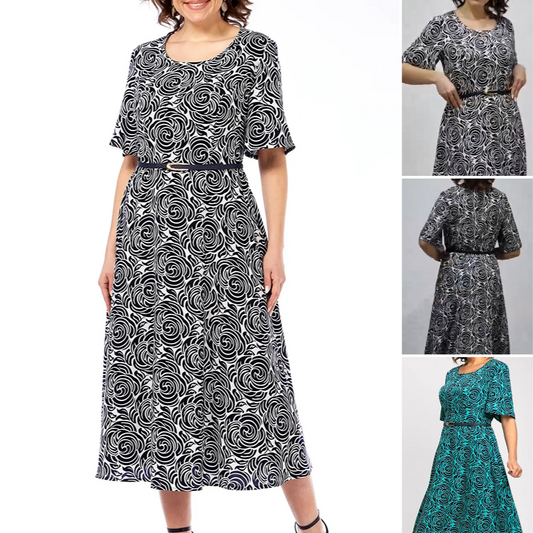 🌸Sommer-Hot-Sale - 50% Rabatt🌸2025 Elegantes Maxikleid mit Gürtel und Print