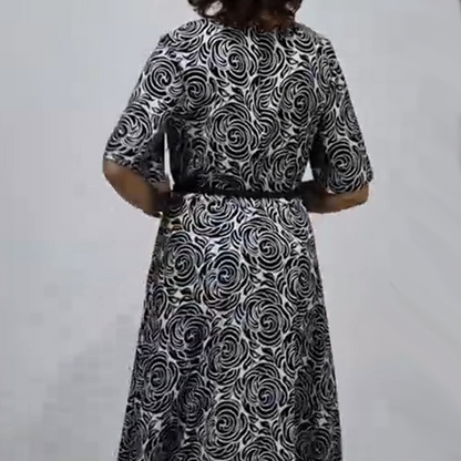 🌸Sommer-Hot-Sale - 50% Rabatt🌸2025 Elegantes Maxikleid mit Gürtel und Print