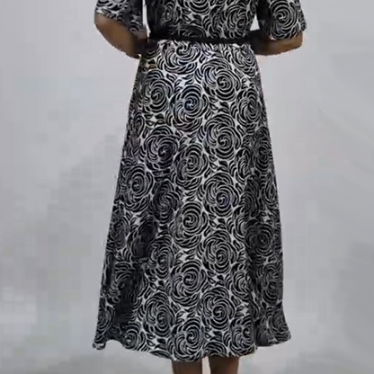 🌸Sommer-Hot-Sale - 50% Rabatt🌸2025 Elegantes Maxikleid mit Gürtel und Print