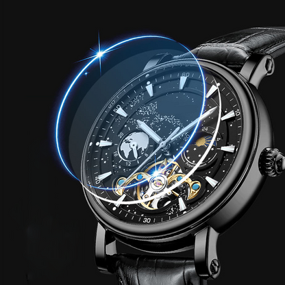 L'orologio automatico di lusso maschile con un cielo stellato luminoso