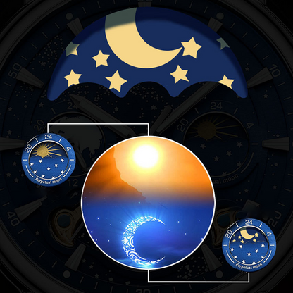 L'orologio automatico di lusso maschile con un cielo stellato luminoso
