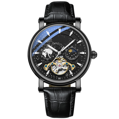 L'orologio automatico di lusso maschile con un cielo stellato luminoso