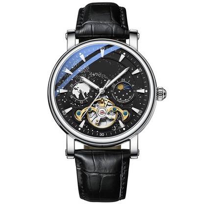L'orologio automatico di lusso maschile con un cielo stellato luminoso