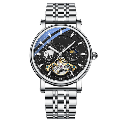 L'orologio automatico di lusso maschile con un cielo stellato luminoso