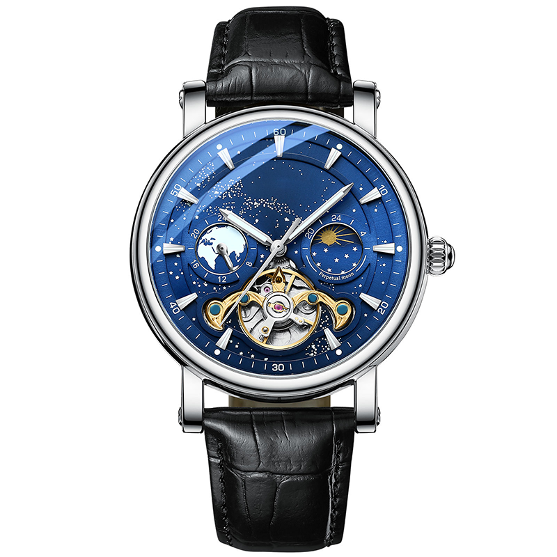 L'orologio automatico di lusso maschile con un cielo stellato luminoso