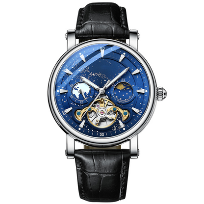 L'orologio automatico di lusso maschile con un cielo stellato luminoso