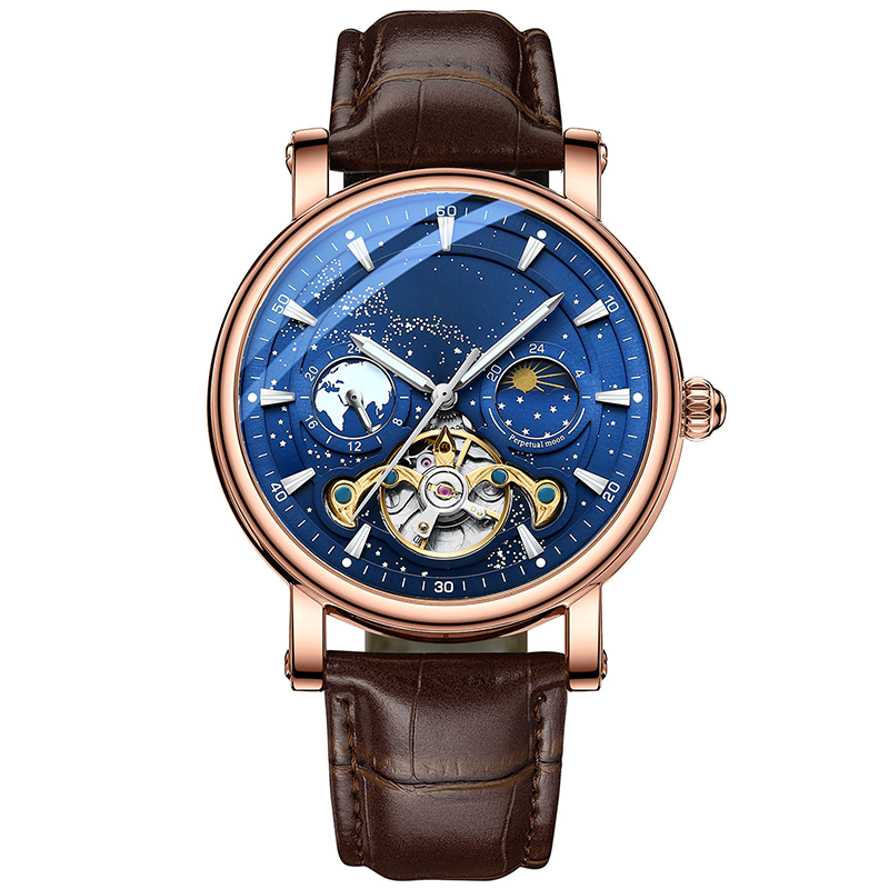 L'orologio automatico di lusso maschile con un cielo stellato luminoso