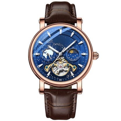L'orologio automatico di lusso maschile con un cielo stellato luminoso