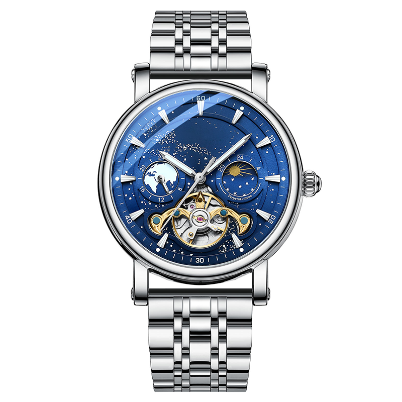 L'orologio automatico di lusso maschile con un cielo stellato luminoso