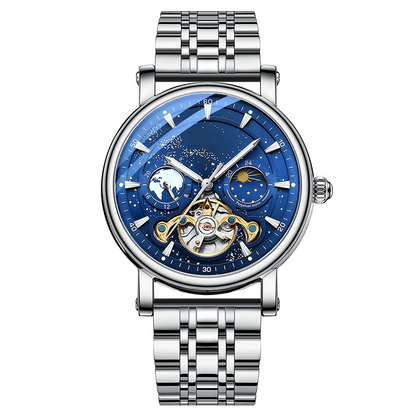 L'orologio automatico di lusso maschile con un cielo stellato luminoso