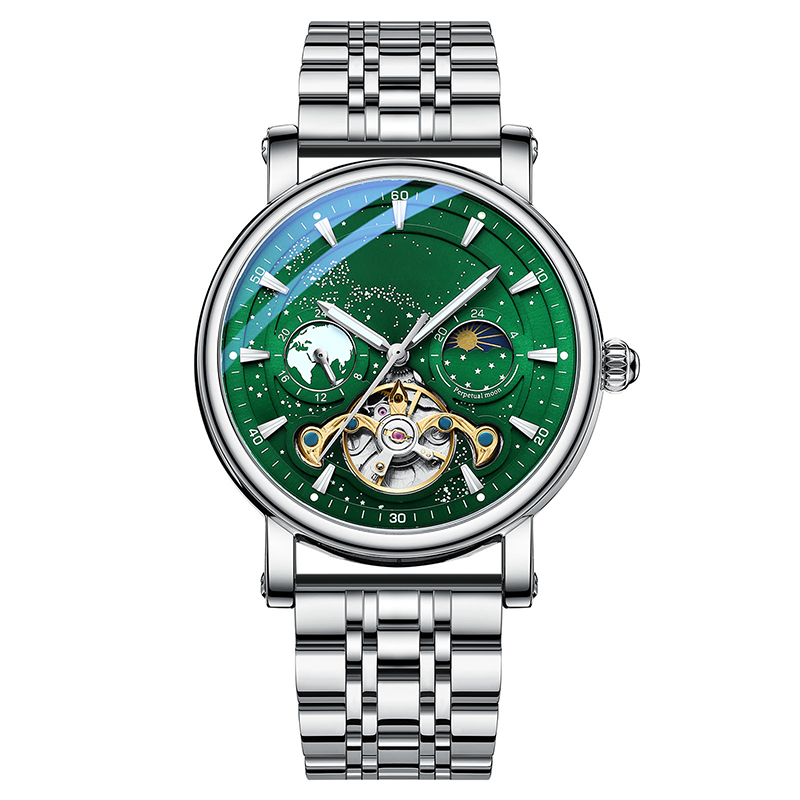 L'orologio automatico di lusso maschile con un cielo stellato luminoso