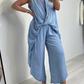 Damen Casual Mode feste Farbe ärmelloses Top lose Hose Set