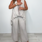 Damen Casual Mode feste Farbe ärmelloses Top lose Hose Set
