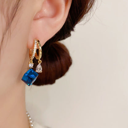 💎Orecchini a cerchio blu con cristalli artificiali