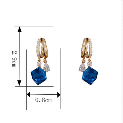 💎Orecchini a cerchio blu con cristalli artificiali