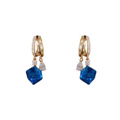 💎Orecchini a cerchio blu con cristalli artificiali