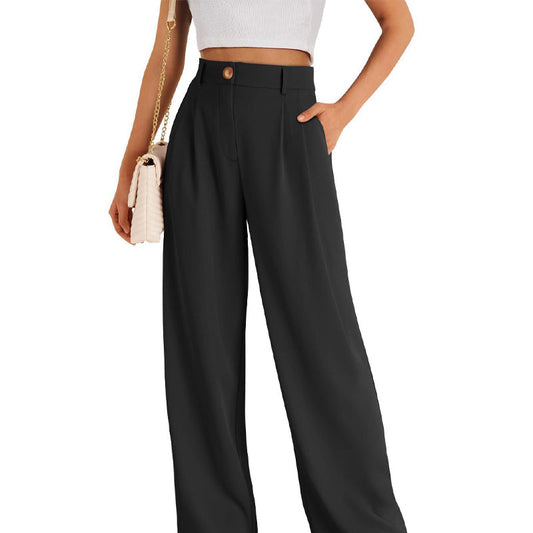 Pantaloni casuali con una cintura alta e una gamba dritta per le donne