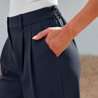 Pantaloni casuali con una cintura alta e una gamba dritta per le donne