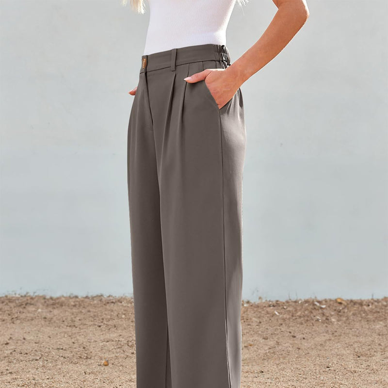 Pantaloni casuali con una cintura alta e una gamba dritta per le donne