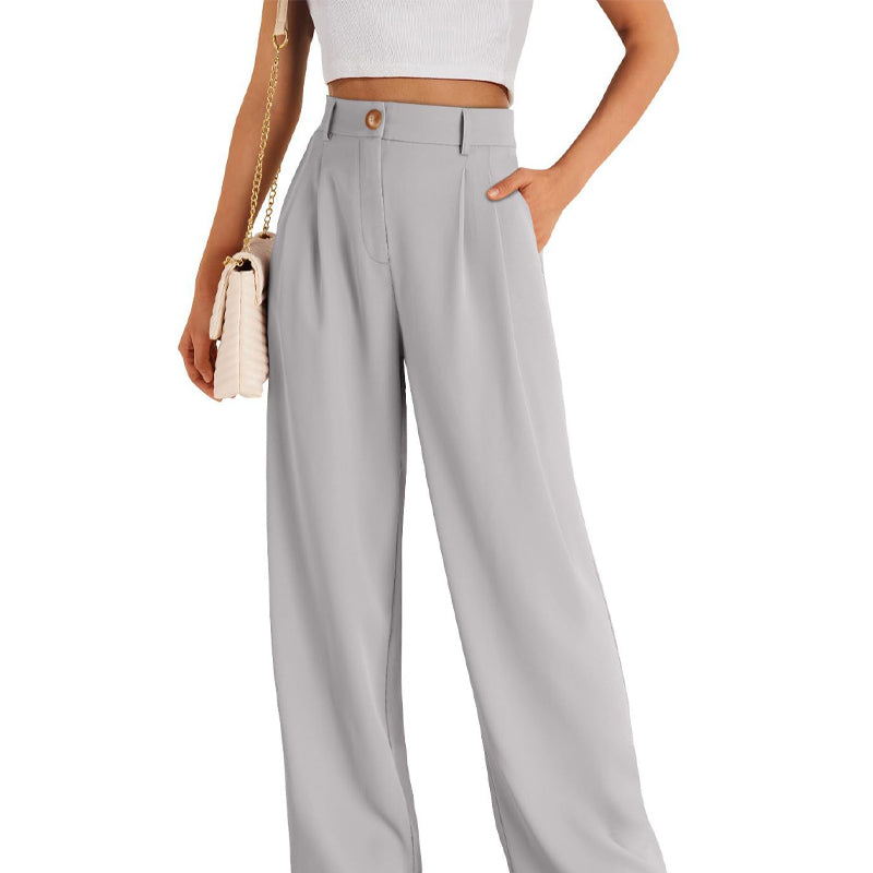 Pantaloni casuali con una cintura alta e una gamba dritta per le donne