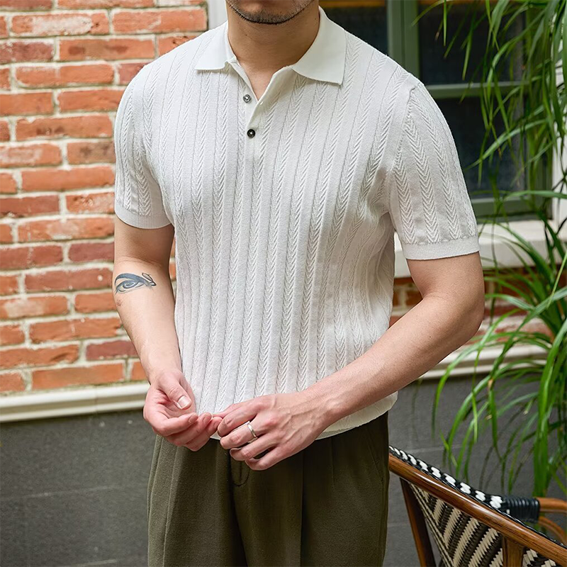 👑Chemise décontractée à manches courtes pour homme avec col en couleurs unies