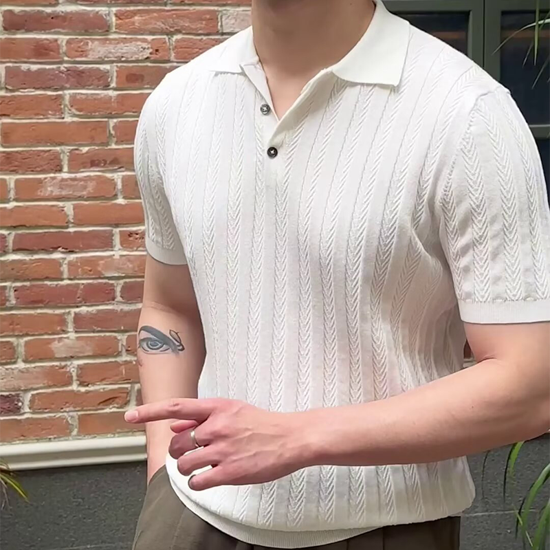 👑Chemise décontractée à manches courtes pour homme avec col en couleurs unies