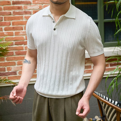 👑Chemise décontractée à manches courtes pour homme avec col en couleurs unies