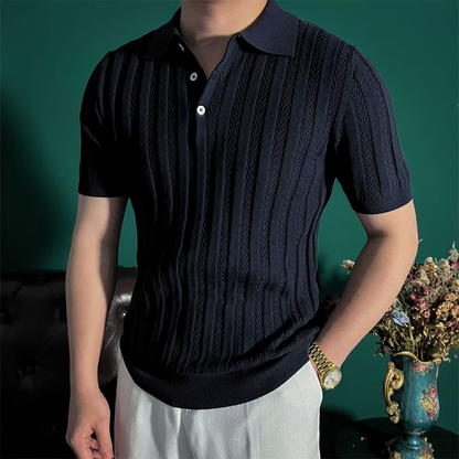 👑Chemise décontractée à manches courtes pour homme avec col en couleurs unies