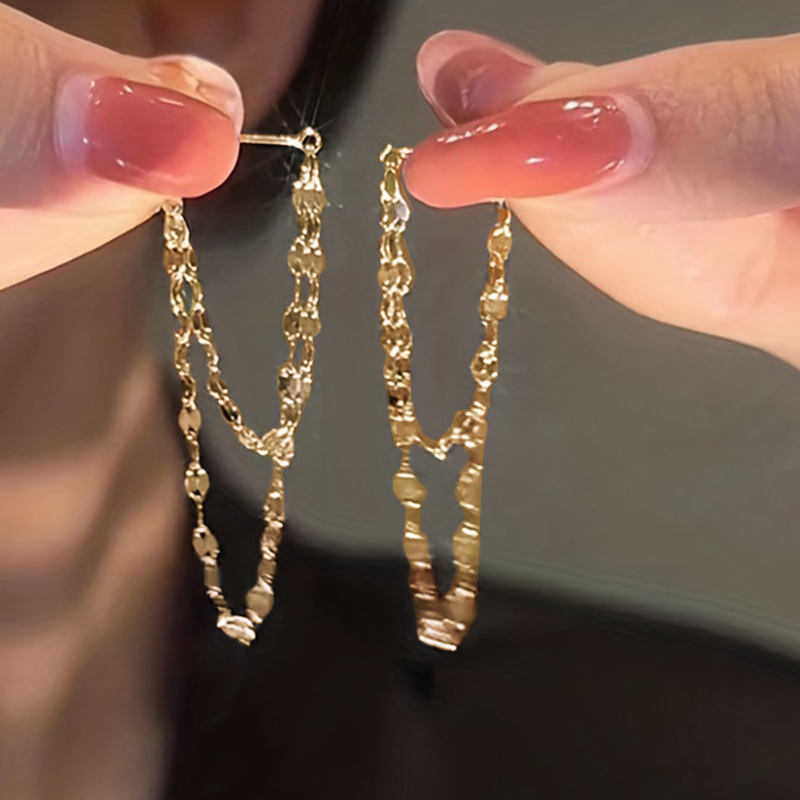 Pendientes de cadena de doble capa de moda de damas