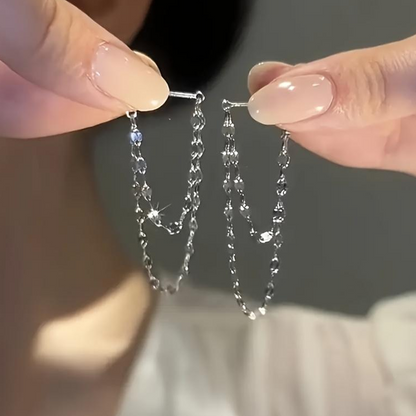 Pendientes de cadena de doble capa de moda de damas