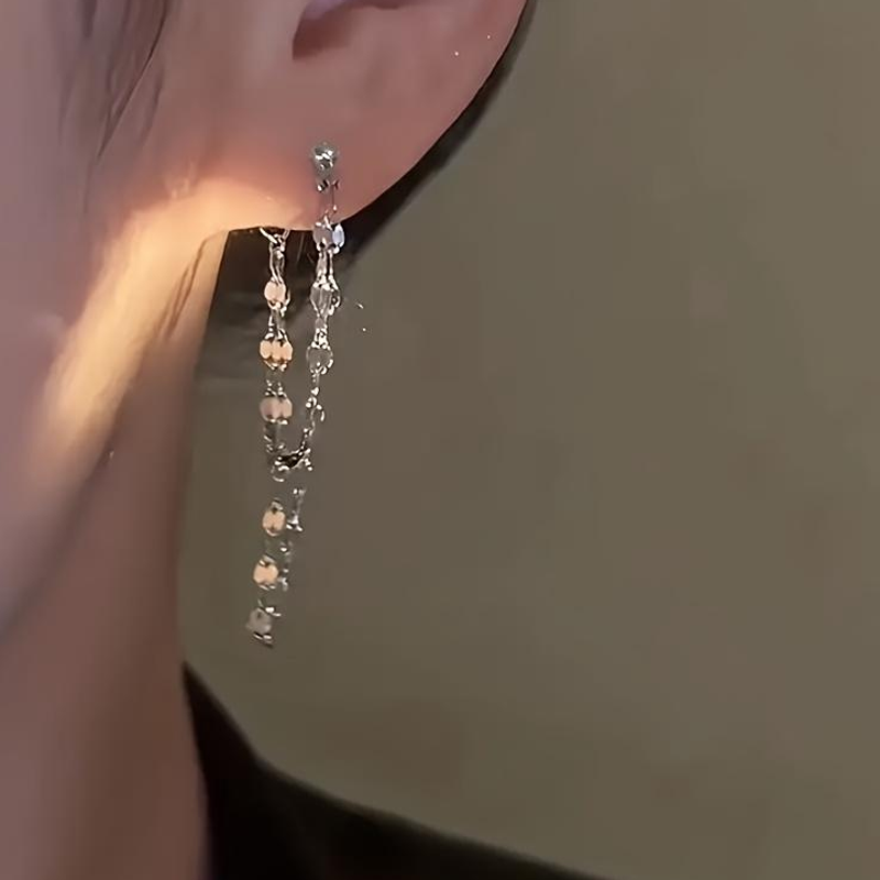 Pendientes de cadena de doble capa de moda de damas