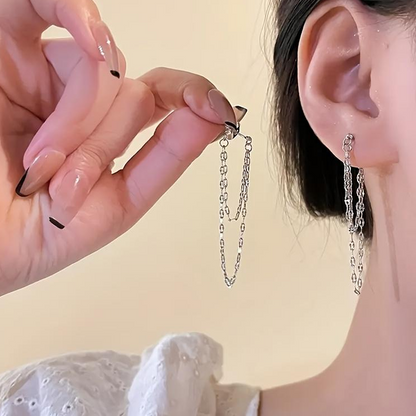 Pendientes de cadena de doble capa de moda de damas