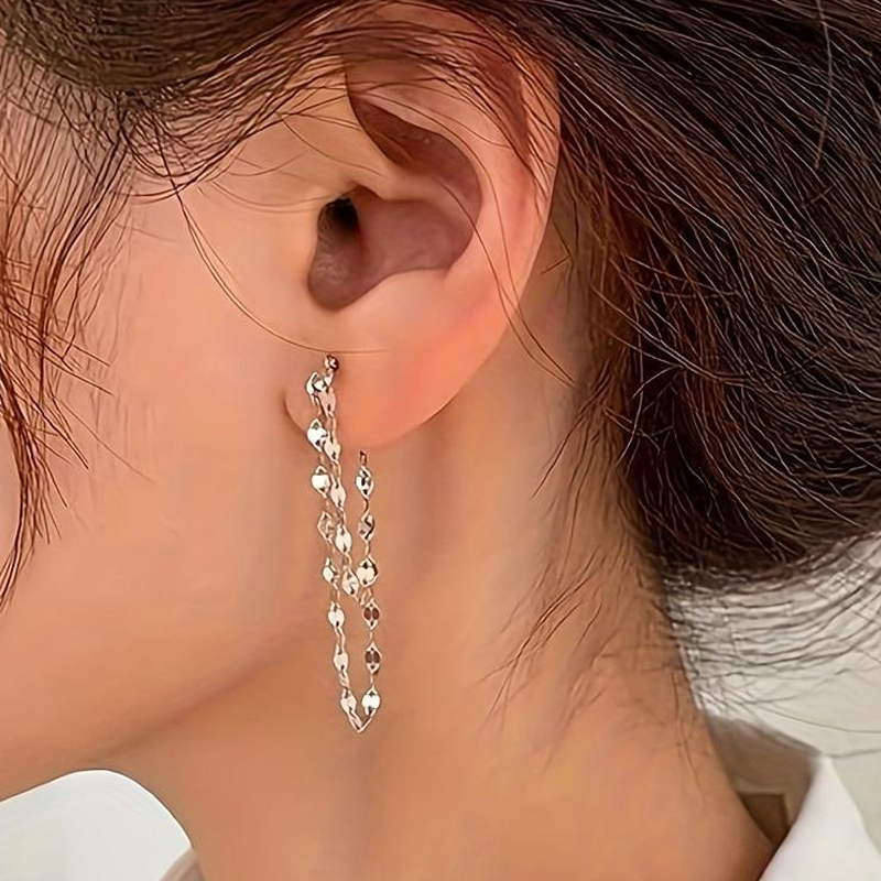 Pendientes de cadena de doble capa de moda de damas