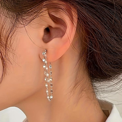 Pendientes de cadena de doble capa de moda de damas