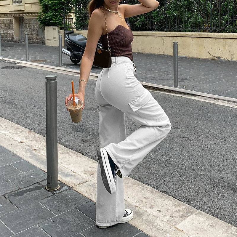 Pantalones casuales y sueltos con cintura alta para mujeres