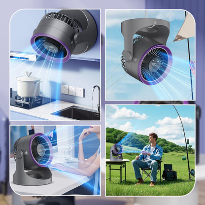 🔥Solange der Vorrat reicht 40 % Rabatt!🎉Kleiner tragbarer aufladbarer wandmontierter Ventilator mit Lampen