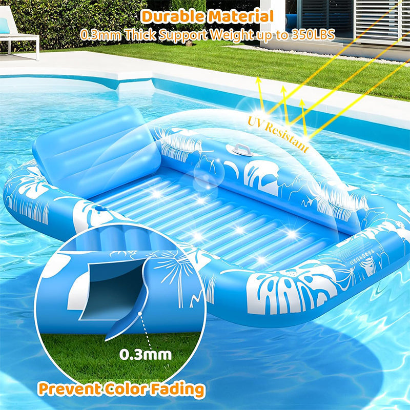 💦Aufblasbare Pool-Sonnenliege – mit automatischer Sprühkühlung. Abnehmbares Kissen, Getränkehalter und Sicherheitsgriffe. Geeignet für 2 Erwachsene (bis 159 kg). Ideal für Garten oder Strand! 🏖️🌞