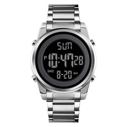 Multifunktionale digitale Business-Uhr mit Metallarmband