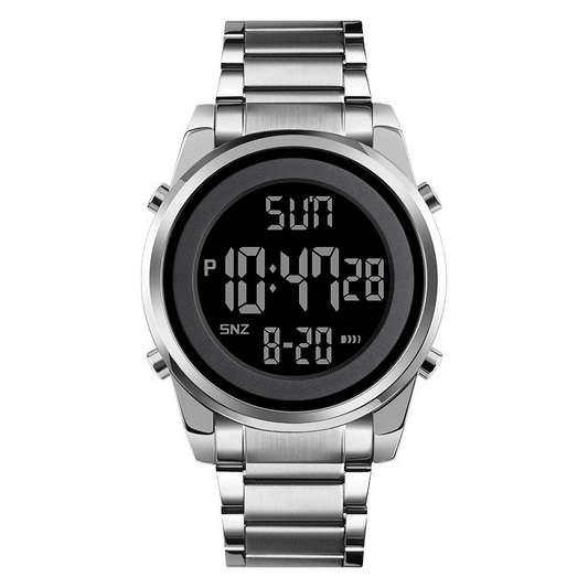 Multifunktionale digitale Business-Uhr mit Metallarmband
