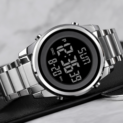 Multifunktionale digitale Business-Uhr mit Metallarmband