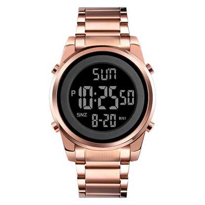 Multifunktionale digitale Business-Uhr mit Metallarmband