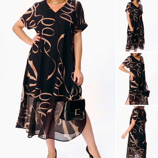 ⏰Begrenzte Zeit 50% Rabatt🔥👗Fließendes Midikleid mit V-Ausschnitt