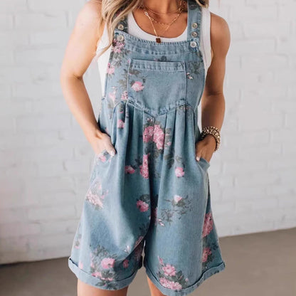 🔥2025 Heiße Produkte🔥Modischer Denim-Overall mit Blumendruck im Vintage-Look