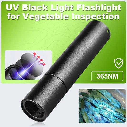 UV-Schwarzlicht-Taschenlampe 365nm ✨ Pestizid-Detektor für Gemüse & Bargeld | Kompakt & 30m Reichweite 🔍
