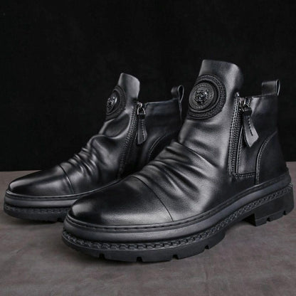 🔥 Klassische Herren Lederstiefel mit seitlichem Reißverschluss - [Bestes Geschenk]