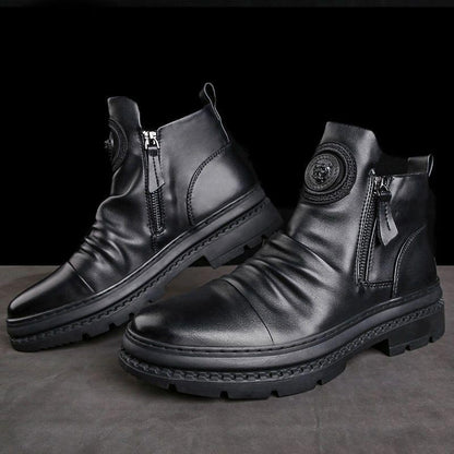 🔥 Klassische Herren Lederstiefel mit seitlichem Reißverschluss - [Bestes Geschenk]