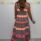 🌈✨2025 Neu eingetroffen ✨Damen lockeres V-Ausschnitt Vintage Streifenmuster ärmelloses Kleid