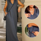 Damen ärmelloses Maxikleid mit V-Ausschnitt und Schlitz